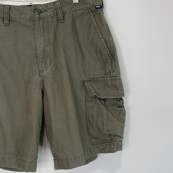 Vans Men's Olive Green Cargo Shorts Ripstop Cotton Utility Size 32 - Picture 4 of 10